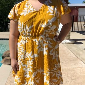 Cute Yellow Print Dress | XL